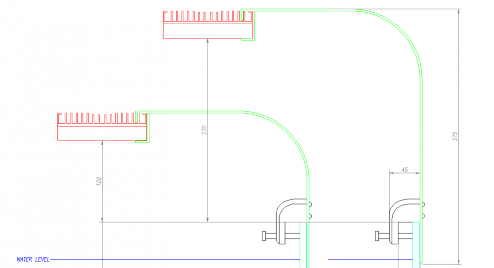 پایه نگهدارنده ویژه نورهای هایدرا بر روی لبه آکواریوم